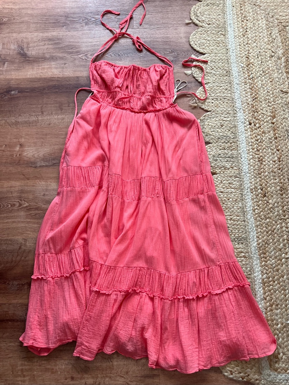 Free People Taking Sides Maxi Dress Size Large RT $118 Coral Pink